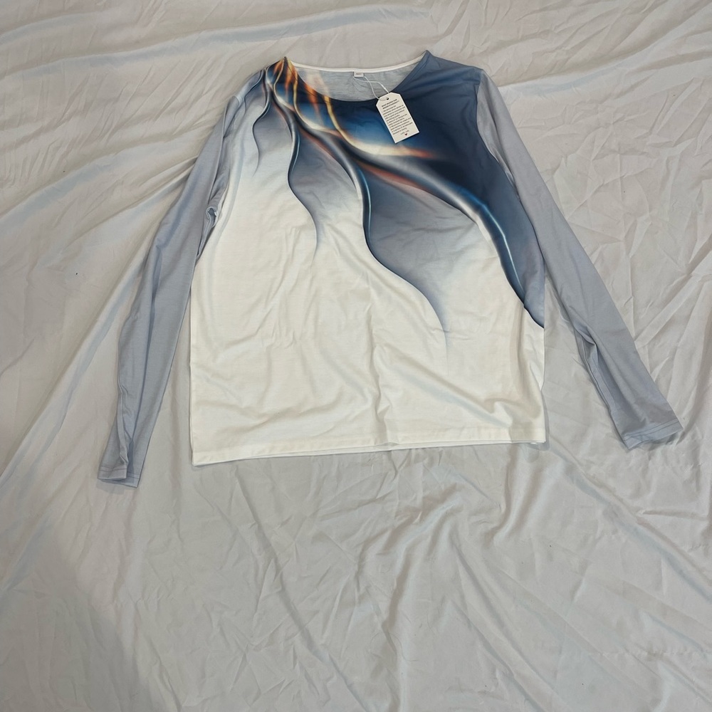 Long sleeve blue and white shirt, brand new with tags, XXL